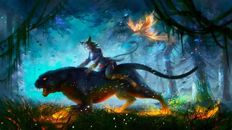 Lion Warrior Girl In Magical Forest For Hunt 4k Hd Artist 4k