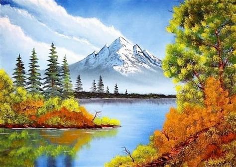 Mountain Landscape Painting With Lake Etsy