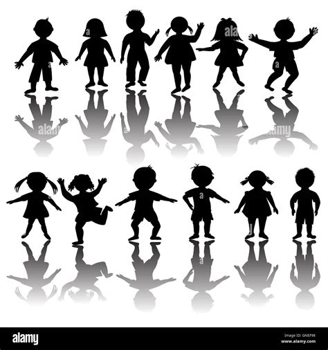 Set Of Children Silhouettes Stock Photo Alamy