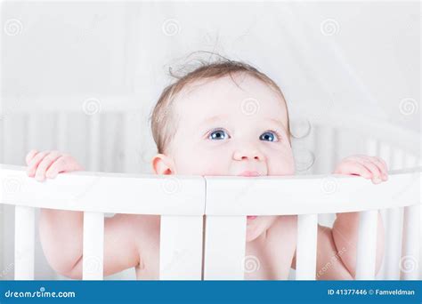 Funny Baby Biting On A Crib Stock Photo Image Of Health Funny 41377446