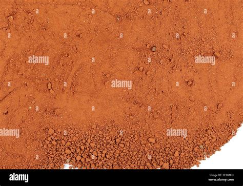 Pile Of Red Dirt Soil On White Heap Of Red Dry Clay Isolated On