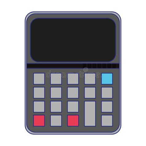 Calculator Math Device Isolated Symbol Blue Lines Stock Vector