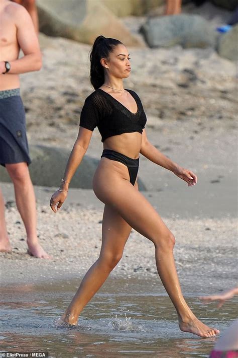 Shanina Shaik Shows Off Her Incredible Physique In Minuscule Black Bikini Daily Mail Online