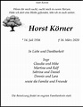 Traueranzeigen von Horst Körner | WirTrauern