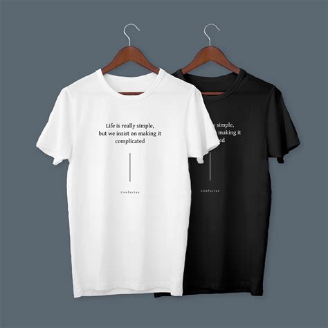 Minimalistic Short Sleeve Unisex T Shirt Life Is Simple Life Wisdom Confucius Saying For
