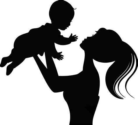 Silhouette Child Infant Mother Silhouette Png Download