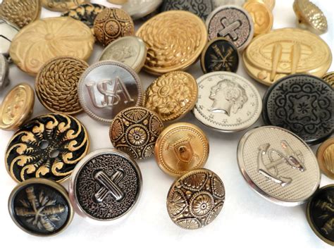 40 Vintage Metal Buttons Silver And Gold Button Destash