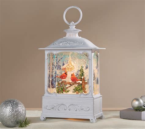 9 Illuminated Glitter Lantern With Scene And T Box By Valerie