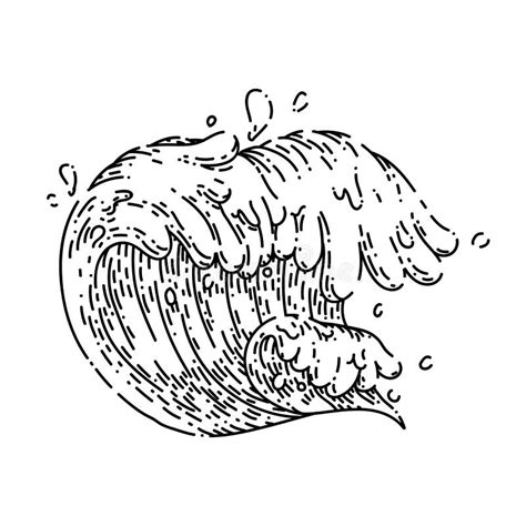 Sea Ocean Waves Sketch Hand Drawn Vector Stock Vector Illustration Of Surf Wind 250386813