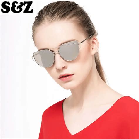 Brand Designer Metal Frame Mirrored Sunglasses Womens Cat Eye Shape Rose Gold Colored Mirror