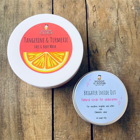 Mini Duo Tangerine And Turmeric Face And Body Mask And Underarm Scrub