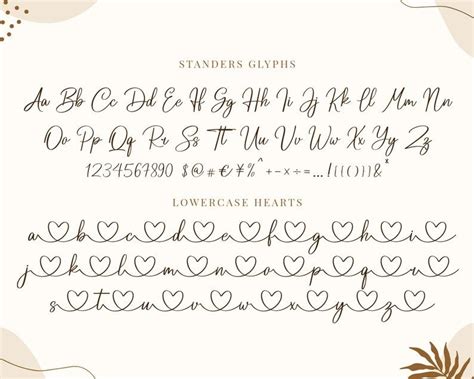 Script Font Font With Hearts Font With Tails Heart Font Etsy