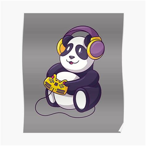 Gamer Panda Poster By Manstrations Redbubble