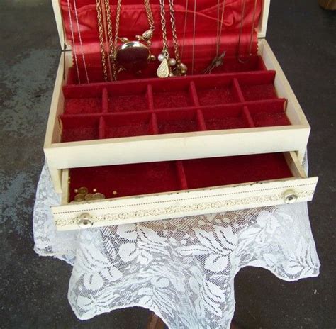 Vintage Red Velvet Lined Jewelry Box On Etsy Jewelry Box Vintage