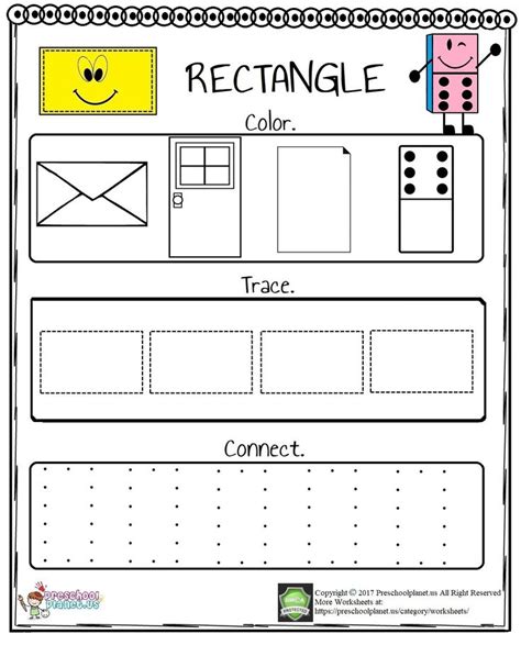 Rectangle Worksheet Shape Worksheets For Preschool Math Activities