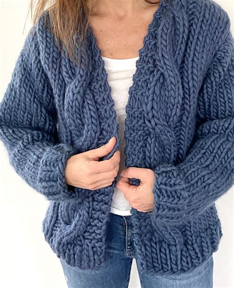 Knitting Pattern Bulky Cable Cardigan Pdf Download Sweater Knitting