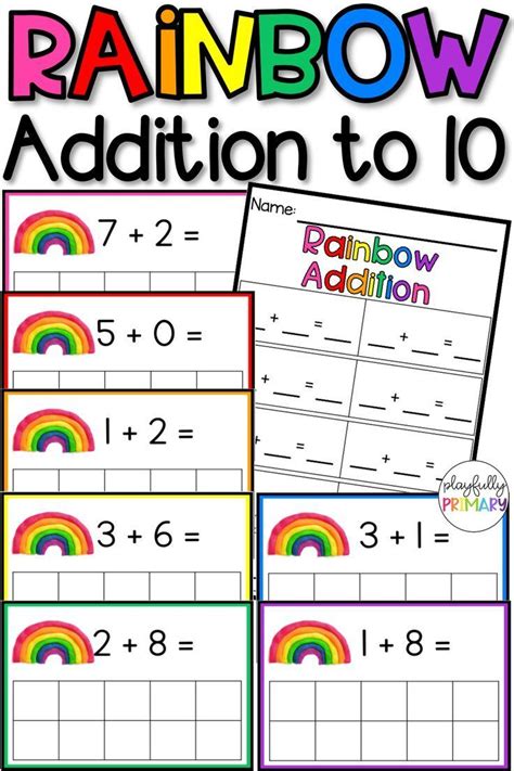 Rainbow Playdough Addition Frames Addition To 10 These Rainbow