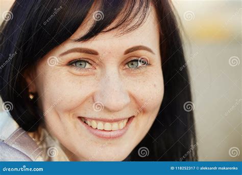 Large Portrait Of An Emotional Woman With A Smile Stock Image Image