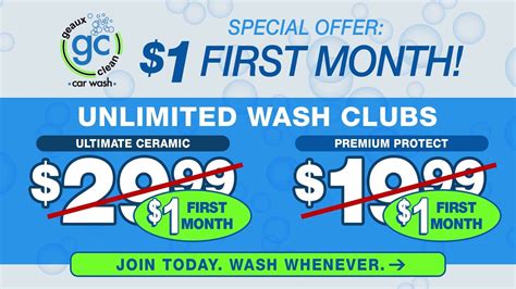 Join Our Unlimited Wash Club For Only 1 Take Advantage Of Our New