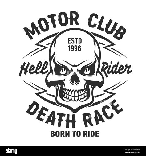 Skull T Shirt Print Mockup Motor Club Or Bikers Society Emblem