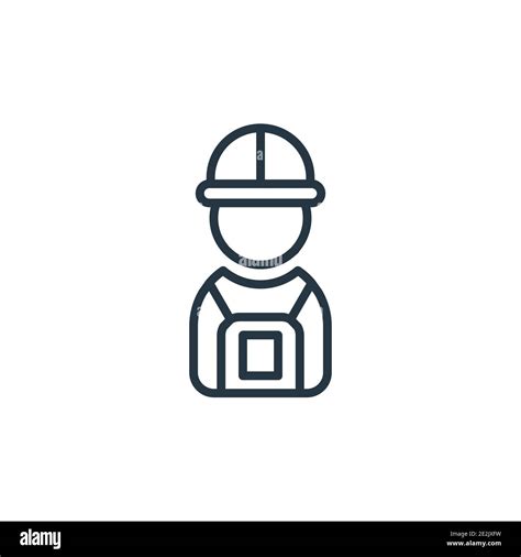Construction Worker Outline Vector Icon Thin Line Black Construction
