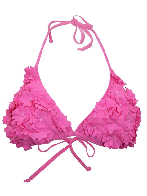 Accessor1ze Pink Petal Halterneck Triangle Bikini Top Size 6 To 12