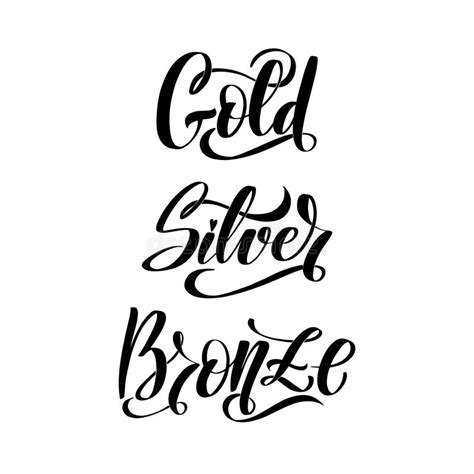 Gold Silver Bronze Word Hand Lettering Handmade Vector Calligraphy