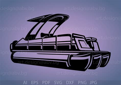 Vector Pontoon Boat Ai Eps Svg Dxf Pdf Png  Etsy Pontoon Boat