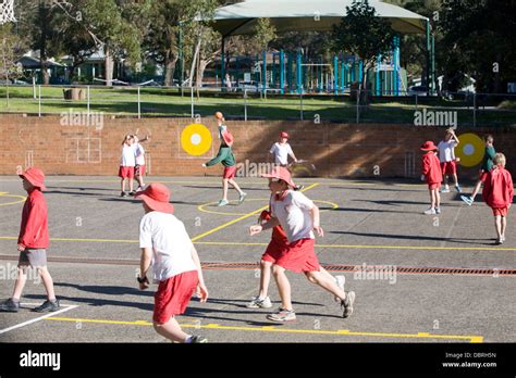 Pupils At An Australian Primary School Playing Sport In The School