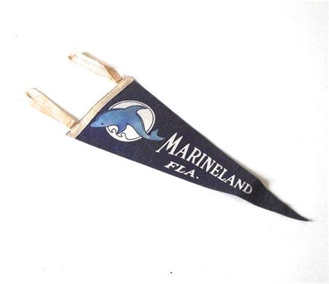 marineland florida pennant vintage mini blue and white felt etsy pennants vintage pennant