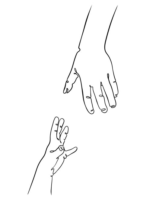 Two Hands Reaching Out One Line Vector Illustration 5691136 Vector Art