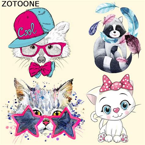 Zotoone Cute Cat Patch Iron On Transfers For Clothing A Level Washable