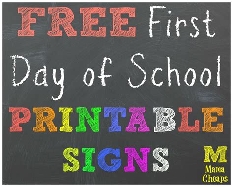 First Day Of School Free Printables
