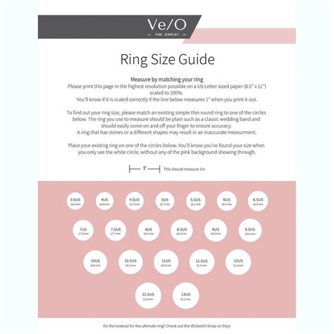 Printable Ring Sizer Find Your Ring Size Etsy
