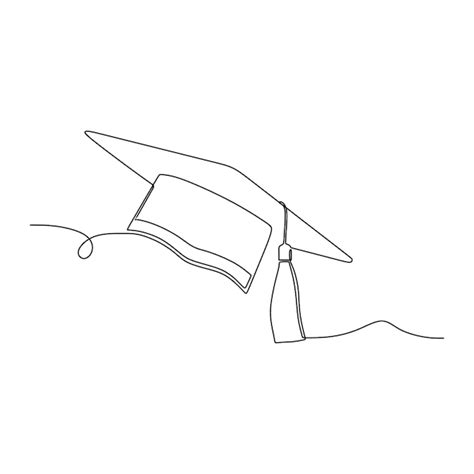 Premium Vector Continuous Line Drawing Of Graduate Hat