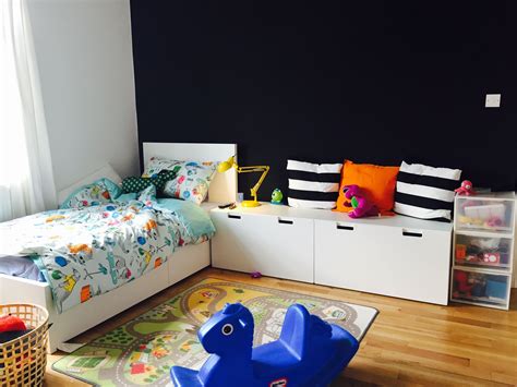 Childrens Room Ikea Malm Bed With Stuva Storage Benches Ikea Malm