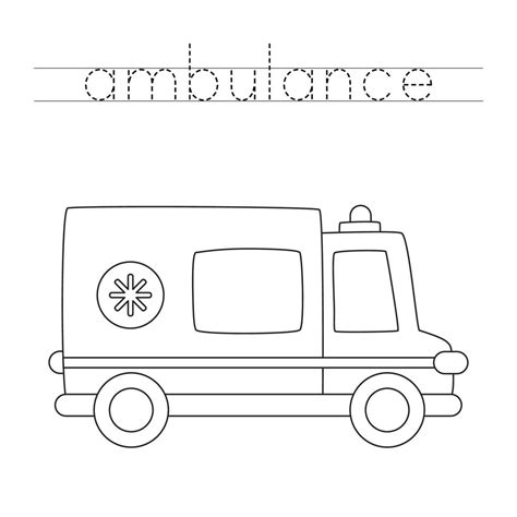 Tracing Letters With Cartoon Ambulance Car Writing Practice 2169972