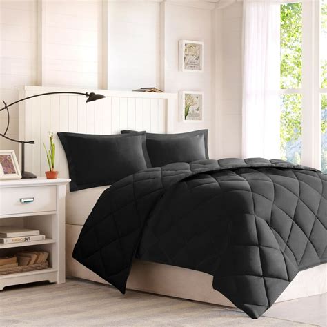 Packaging will be damaged, ship from: Black Comforter Set Full Queen Size 3-piece Down ...