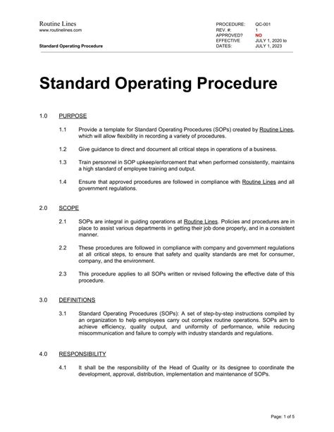 Hr Standard Operating Procedures Template Word