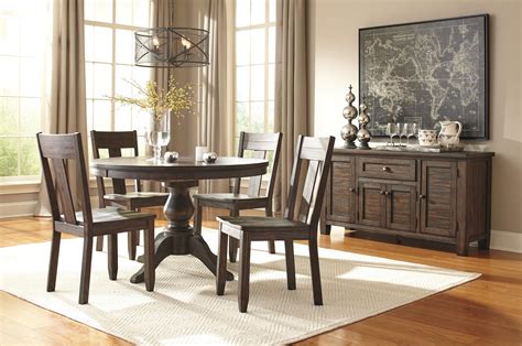 Ashley Signature Design Trudell 5 Piece Round Dining Table Set With