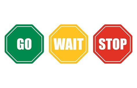 Go Wait Stop Signs Octagonal Green Go Red Stop Yellow Wait Traffic