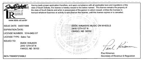 Sd Sales Tax Certificate