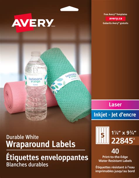 Avery Durable Wraparound Water Bottle Labels 22845 9 34 X 1 14 White