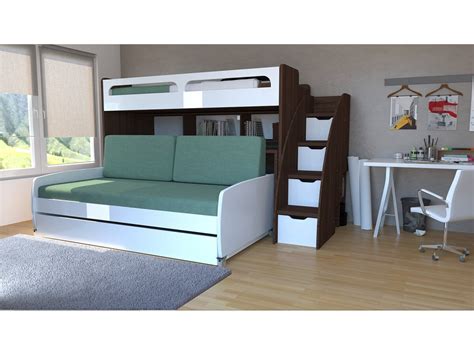 Bunk bed/ double decker sofa bed. Twin Bunk Bed over Full XL Sofa Bed, Desk and Trundle-Bel Mondo XL