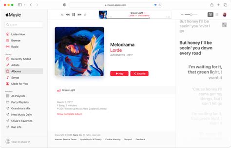View Song Lyrics In Apple Music On The Web Apple Support