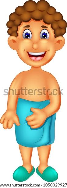 Funny Boy Cartoon Standing Smile Using Stock Vector Royalty Free