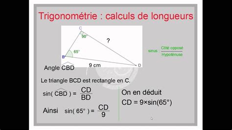 Trigonométrie calculs de longueurs dans le triangle rectangle YouTube