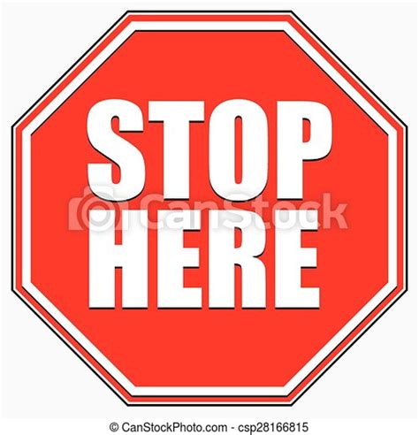 Vector Clip Art Of Stop Sign Red Octagonal Road Sign With Stop Here