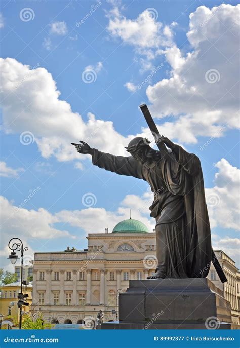 Warsaw Poland A Statue Of Jesus Christ Bearing A Cross Stock Image