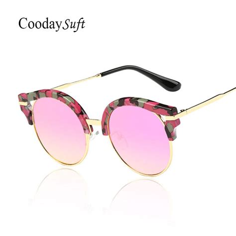 round flower frame mirror fashion sunglasses women trend cateye brazi vintage shades retro